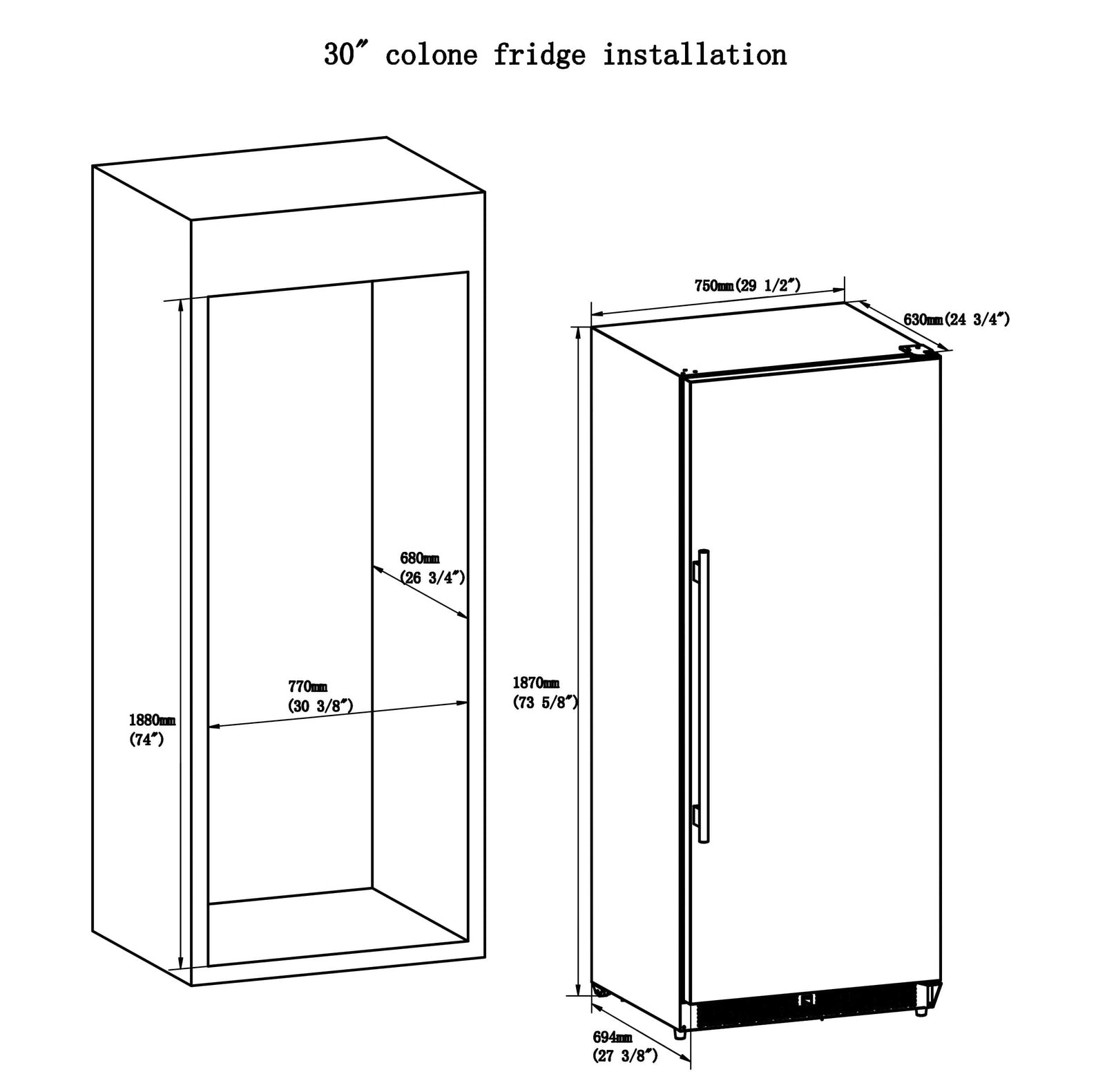 FORNO - 30-Inch Cologne 14.6 cu.ft. Freestanding Refrigerator in Stainless Steel