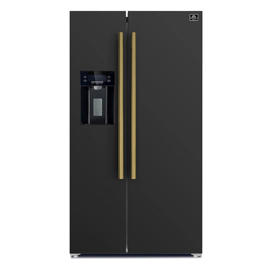 FORNO - 36in. Espresso Salerno Side-by-Side Black Refrigerator 20 cu.ft