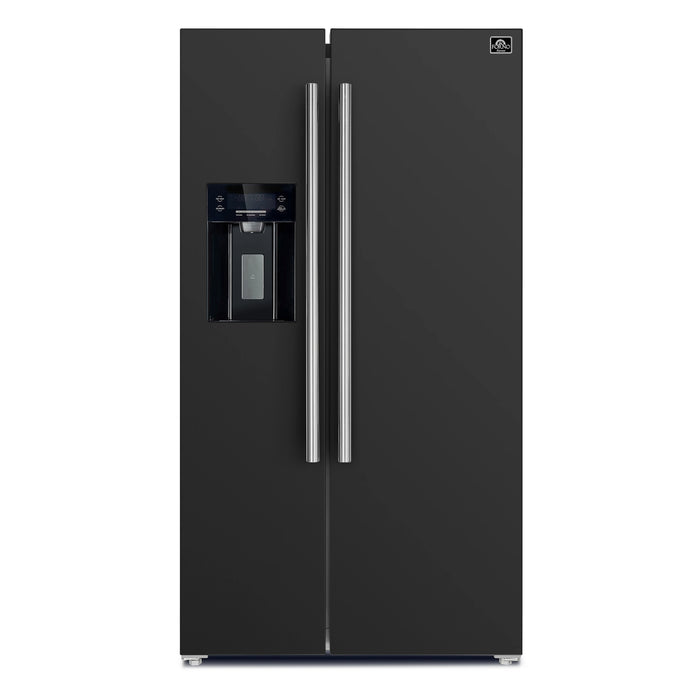 FORNO - 36in. Espresso Salerno Side-by-Side Black Refrigerator 20 cu.ft