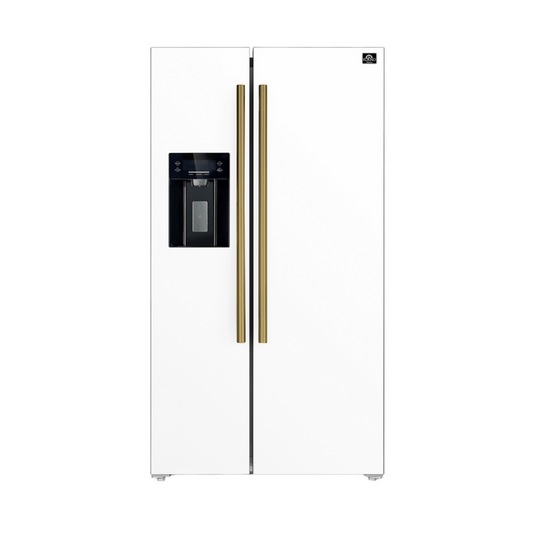 Forno - Salerno 36" Side by Side  20 Cu.Ft Stainless Steel Refrigerator with Ice Maker WHITE - FFRBI1844-36WHT