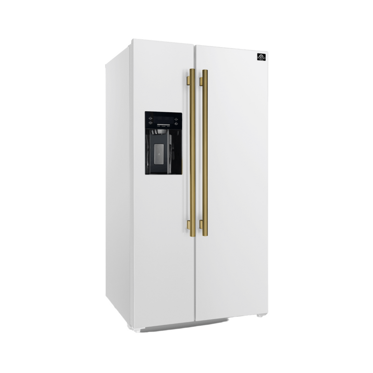 Forno - Salerno 36" Side by Side  20 Cu.Ft Stainless Steel Refrigerator with Ice Maker WHITE - FFRBI1844-36WHT