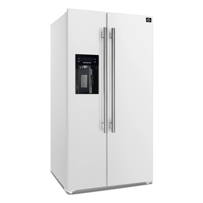 Forno - Salerno 36" Side by Side  20 Cu.Ft Stainless Steel Refrigerator with Ice Maker WHITE - FFRBI1844-36WHT