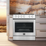 FORNO - Leonardo Espresso 30-Inch Electric Range with 5.0 cu. Ft. Electric Oven - Stainless Steel