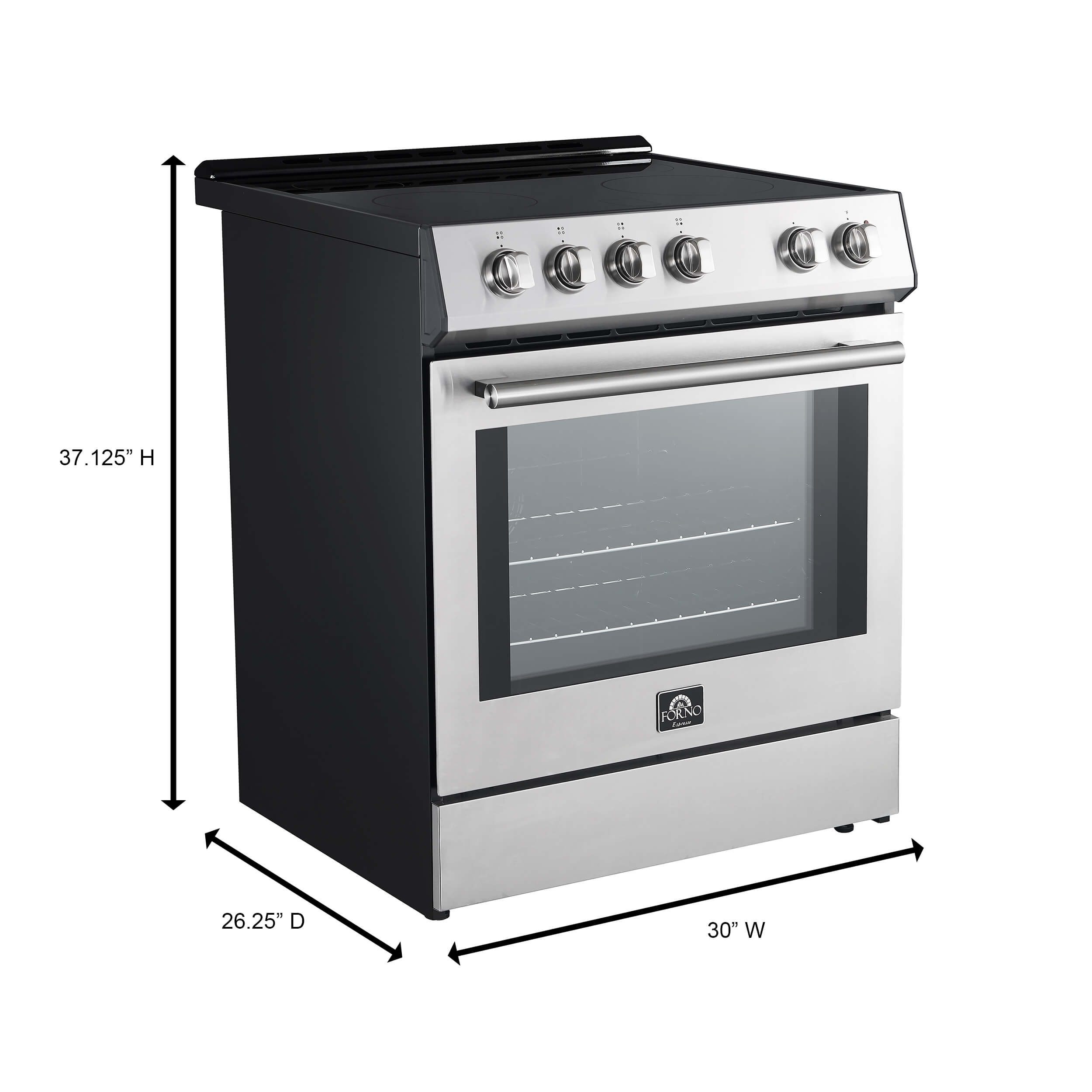 FORNO - Leonardo Espresso 30-Inch Electric Range with 5.0 cu. Ft. Electric Oven - Stainless Steel