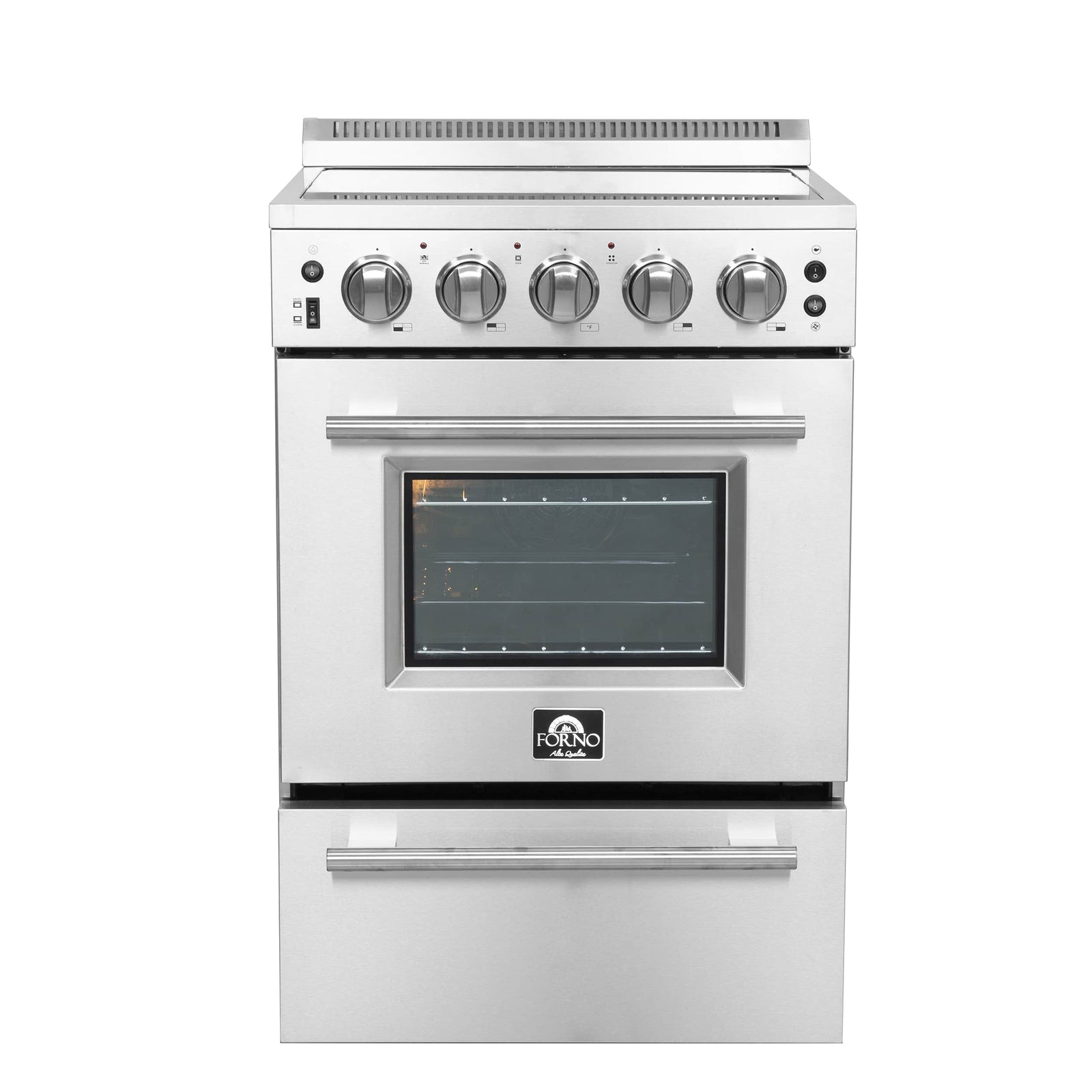 FORNO - 24-Inch Pro-Style Electric Range with 4 Burners in Stainless Steel