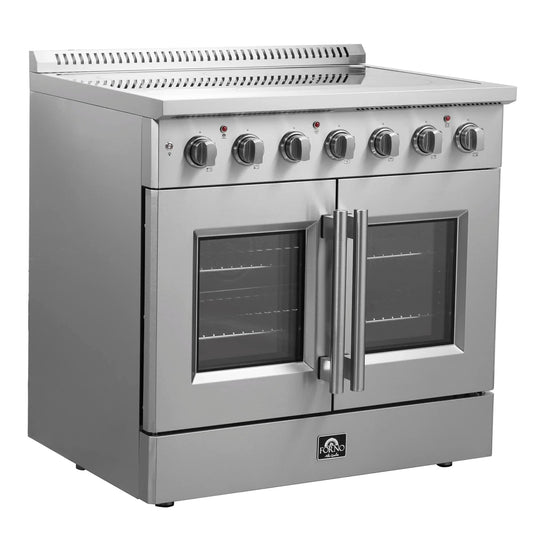 FORNO - Galiano 36-Inch French Door Electric Range with Convection Oven in Stainless Steel | FFSEL6917-36