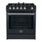 FORNO -  Forno Leonardo Espresso 30" Black Gas Range, 5 Burners, 39 500 BTU, 5 cu.ft. Convection Oven | FFSGS1116-30BLK