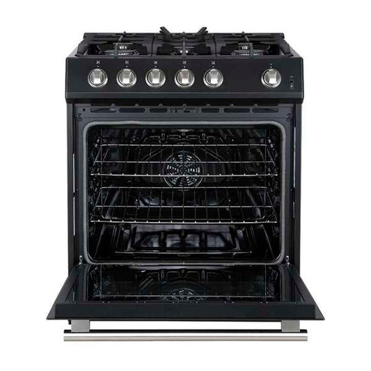 FORNO -  Forno Leonardo Espresso 30" Black Gas Range, 5 Burners, 39 500 BTU, 5 cu.ft. Convection Oven | FFSGS1116-30BLK