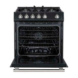 FORNO -  Forno Leonardo Espresso 30" Black Gas Range, 5 Burners, 39 500 BTU, 5 cu.ft. Convection Oven | FFSGS1116-30BLK