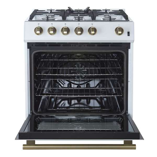 FORNO -  Forno Leonardo Espresso 30" White Gas Range, 5 Burners, 39 500 BTU, 5 cu.ft. Convection Oven | FFSGS1116-30WHT