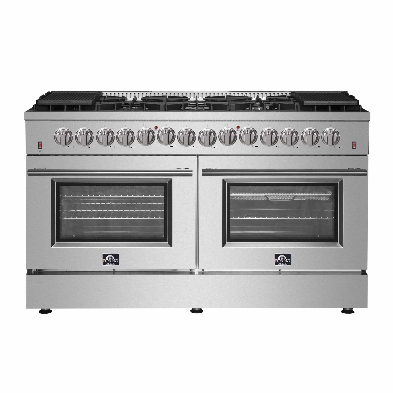 FORNO - Galiano 60-Inch Dual Fuel Range with 240v Electric Oven - 10 Burners in Stainless Steel