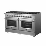 FORNO - Galiano 60-Inch Dual Fuel Range with 240v Electric Oven - 10 Burners in Stainless Steel