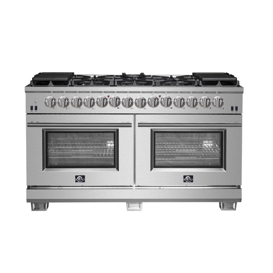 FORNO - 60-Inch Capriasca Dual Fuel Range with 240v Electric Oven - 10 Sealed Burners and 200,000 BTUs