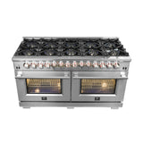 FORNO - 60-Inch Capriasca Dual Fuel Range with 240v Electric Oven - 10 Sealed Burners and 200,000 BTUs