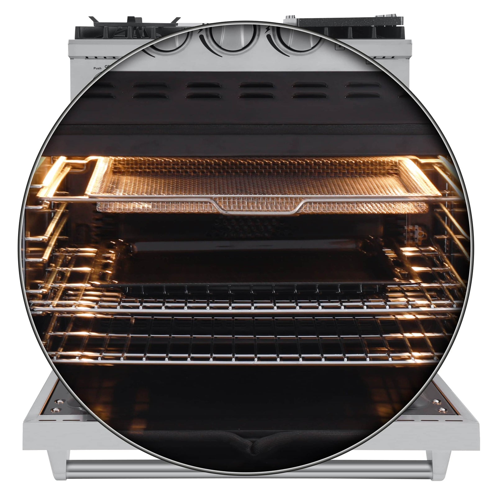 FORNO - Lazio 30-Inch Dual Fuel Range with 5 Sealed Burner in Stainless Steel with Air Fryer & Reversible Griddle