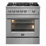 FORNO - Giovanni 30-inch Gas Range with 5 Gas Burners, 4.32 cu.ft. Convection Gas Oven with Temperature Gauge in Stainless Steel - FFSGS6274-30