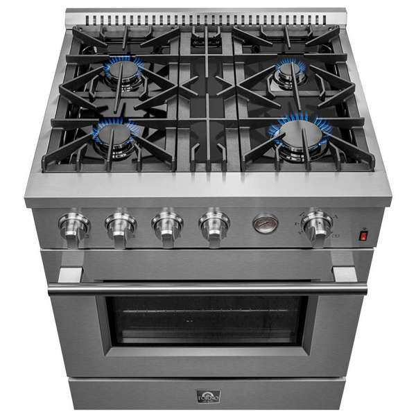 FORNO - Marco 30-inch Gas Range Stainless Steel, 4 Burners 37,000 BTU, 4.32 cu.ft. Convection Oven | FFSGS6277-30