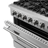 FORNO - Marco 36-Inch Gas Range 6 Gas Burners, 5.36 cu.ft. Convection Oven and Temperature Gauge in Stainless Steel - FFSGS6277-36