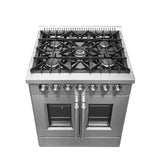 FORNO - 30-Inch Galiano Freestanding French Door Dual Fuel Range with 5 Burners and 68,000 BTUs in Stainless Steel