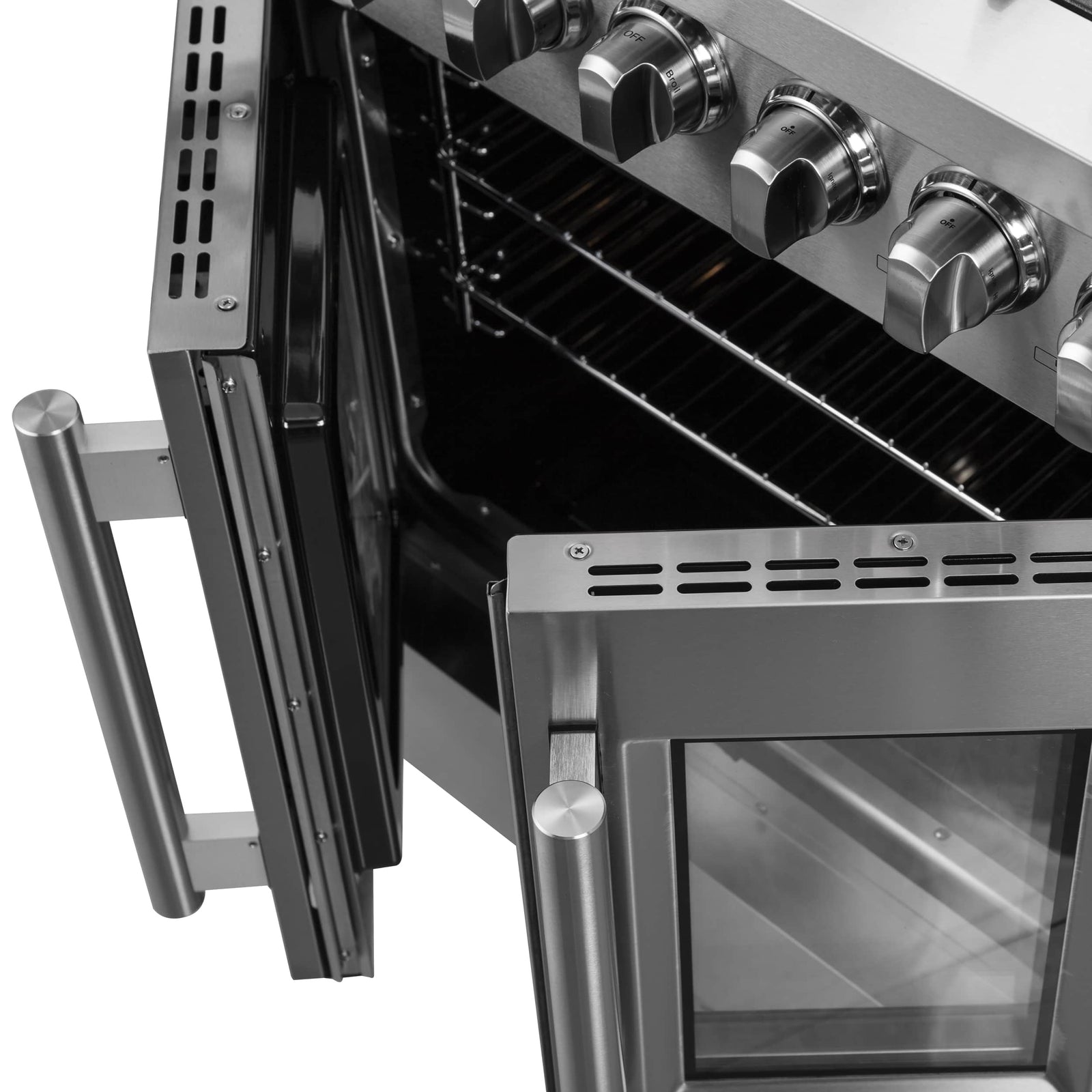 FORNO - 30-Inch Galiano Freestanding French Door Dual Fuel Range with 5 Burners and 68,000 BTUs in Stainless Steel