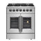 FORNO - 30-Inch Galiano Freestanding French Door Dual Fuel Range with 5 Burners and 68,000 BTUs in Stainless Steel