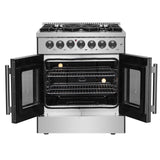 FORNO - 30-Inch Galiano Freestanding French Door Dual Fuel Range with 5 Burners and 68,000 BTUs in Stainless Steel