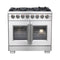 FORNO - 36-Inch Capriasca Freestanding French Door Dual Fuel Range with 6 Gas Burners, 120,000 BTUs & Electric Oven in Stainless Steel