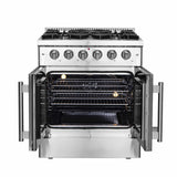FORNO - 30-Inch Galiano Gas Range with 5 Gas Burners, 68,000 BTUs, & French Door Gas Oven in Stainless Steel