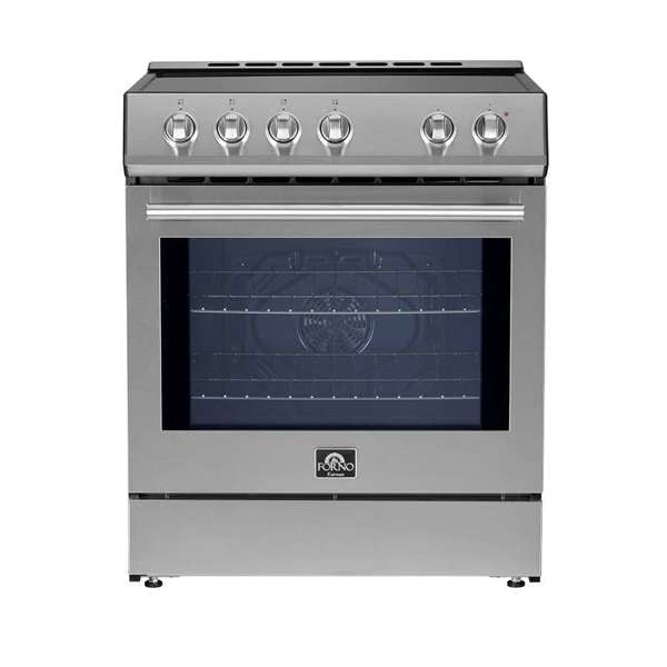 FORNO - 30" Leonardo Espresso Induction Range in Stainless Steel with Brass Handle