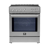 FORNO - 30" Leonardo Espresso Induction Range in Stainless Steel with Brass Handle