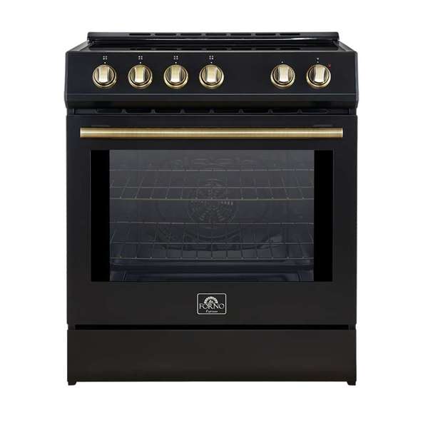 FORNO - 30" Leonardo Espresso Induction Range in Stainless Steel with Brass Handle