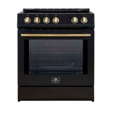 FORNO - 30" Leonardo Espresso Induction Range in Stainless Steel with Brass Handle