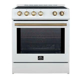 FORNO - 30" Leonardo Espresso Induction Range in Stainless Steel with Brass Handle