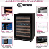 Allavino - Reserva Series 50 Bottle 34" Tall Dual Zone Black Glass Wine Cooler Refrigerator