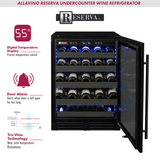 Allavino - Reserva Series 100 Bottle 34" Tall Dual Zone Black Stainless Steel Side-by-Side Wine Cooler Refrigerator