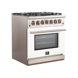 FORNO - Capriasca 30″ 4.32 cu. ft. Gas Range with 5 Italian Burners in White, FFSGS6260-30WHT