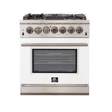 FORNO - Capriasca 30″ 4.32 cu. ft. Gas Range with 5 Italian Burners in White, FFSGS6260-30WHT