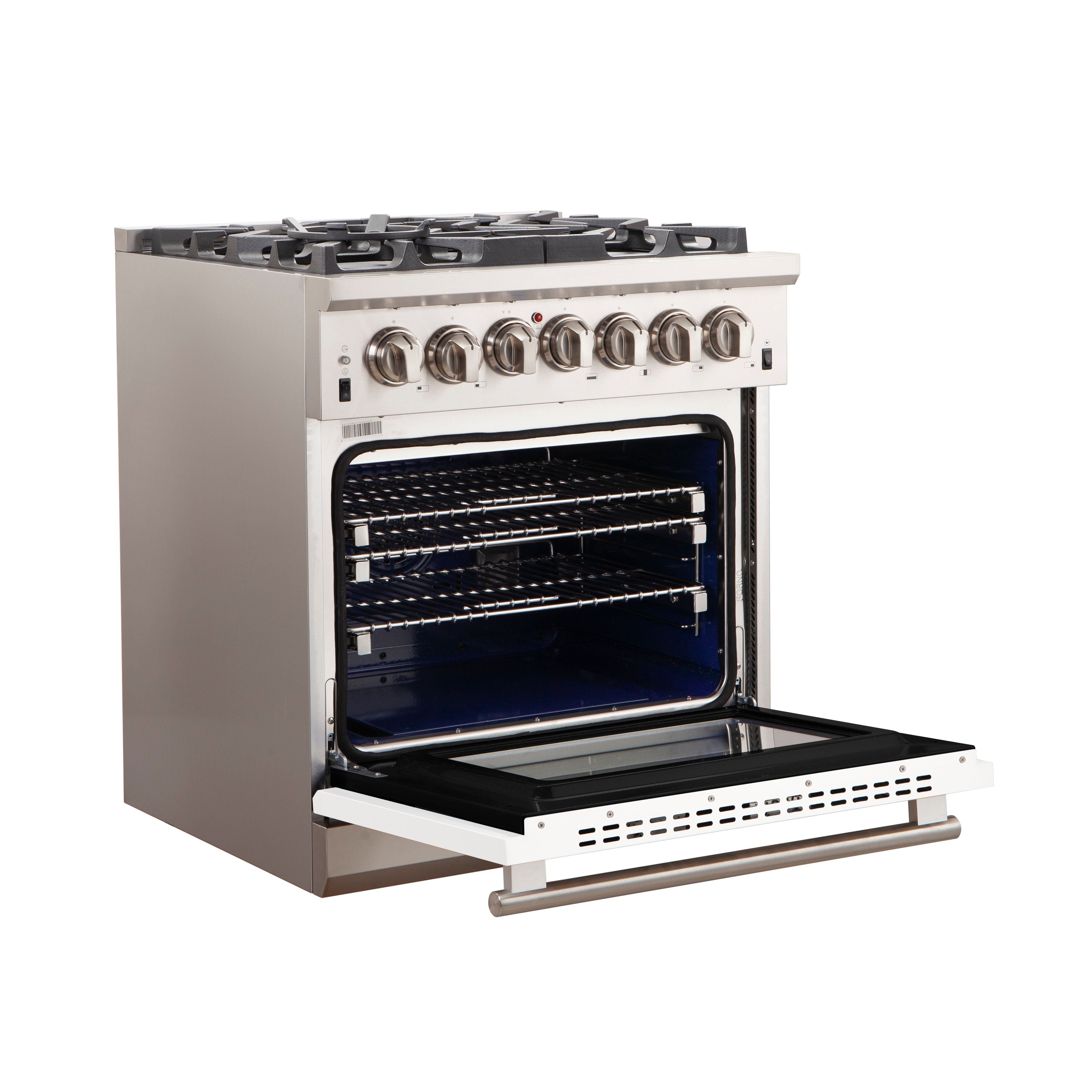 FORNO - Capriasca 30″ 4.32 cu. ft. Gas Range with 5 Italian Burners in White, FFSGS6260-30WHT