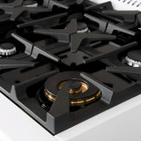 FORNO - Espresso Antico 36" 4.5 cu. ft. Gas Range with 6 Sealed Burners in White/Black with Antique Brass Accents
