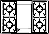 Capital Cooking - 36" Capital Precision Rangetop - 19K BTU - 4 Sealed Burners w/ 12" Griddle - GRT364G