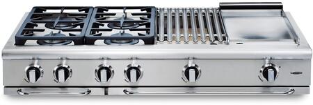 Capital Cooking - 48" Capital Precision Rangetop - 19K BTU - 4 Sealed Burners w/ 12" BBQ & 12" Griddle - GRT484BG