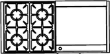 Capital Cooking - 36" Capital Precision Rangetop - 19K BTU - 4 Sealed Burners w/ 24" Griddle - GRT484G