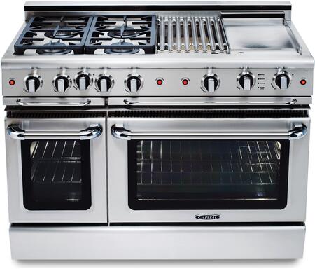 Capital Cooking - 48" Capital Precision Range - Self Clean - 19K BTU - 4 Sealed Burners w/ 12" BBQ & 12" Griddle - GSCR484BG