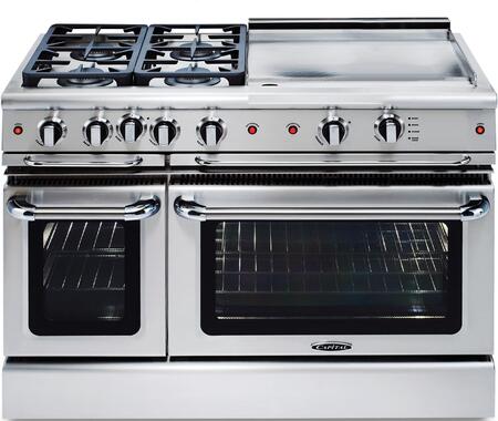 Capital Cooking - 48" Capital Precision Range - Self Clean - 19K BTU - 4 Sealed Burners w/ 24" Griddle - GSCR484G