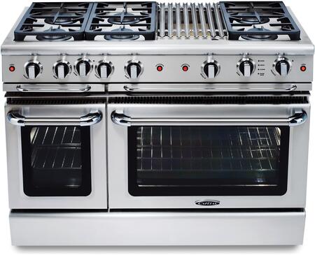 Capital Cooking - 48" Capital Precision Range - Self Clean - 19K BTU - 6 Sealed Burners w/ 12" BBQ - GSCR486B