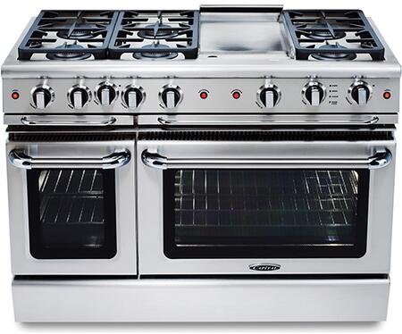 Capital Cooking - 48" Capital Precision Range - Self Clean - 19K BTU - 6 Sealed Burners w/ 12" Griddle - GSCR486G
