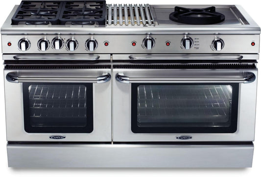 Capital Cooking - 60" Capital Precision Range - Self Clean - 19K BTU - 4 Sealed Burners w/ 12" BBQ & 24" Power Wok - GSCR604BW