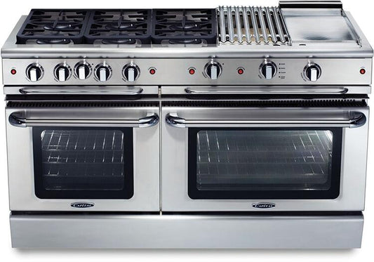 Capital Cooking - 60" Capital Precision Range - Self Clean - 19K BTU - 6 Sealed Burners w/ 12" BBQ & 12" Griddle - GSCR606BG