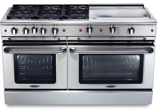 Capital Cooking - 60" Capital Precision Range - Self Clean - 19K BTU - 6 Sealed Burners w/ 24" Griddle - GSCR606G