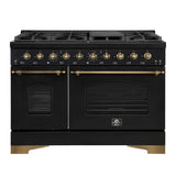 FORNO - Espresso Antico 48" 5.5 cu. ft. Gas Range with 8 Sealed Burners and Griddle in White/Black with Antique Brass Accents